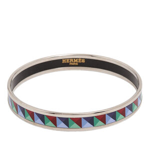 Pre-Loved Hermes Narrow Enamel Clous de Trompe Bangle 65